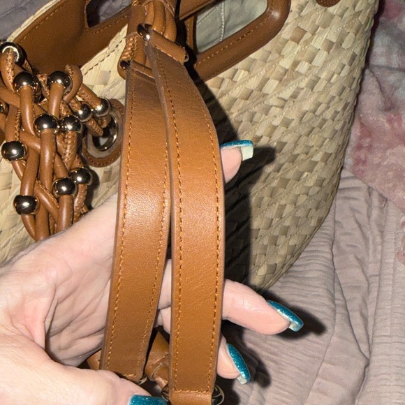 Maje Tan Woven Tote with Leather Handles - Picture 4 of 12